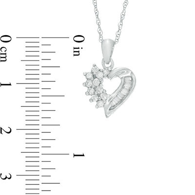 1 4 Ct T W Diamond Shadow Heart Pendant In 10k White Gold Zales - Diamond Shadow Heart Pendant 10k White Gold