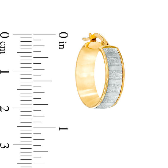 Made in Italy Glitter Enamel Striped Hoop Earrings in 14K Gold