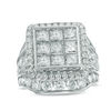 Thumbnail Image 0 of 7 CT. T.W. Princess-Cut Composite Diamond Frame Triple Row Engagement Ring in 14K White Gold