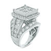 Thumbnail Image 1 of 7 CT. T.W. Princess-Cut Composite Diamond Frame Triple Row Engagement Ring in 14K White Gold