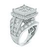 Thumbnail Image 2 of 7 CT. T.W. Princess-Cut Composite Diamond Frame Triple Row Engagement Ring in 14K White Gold