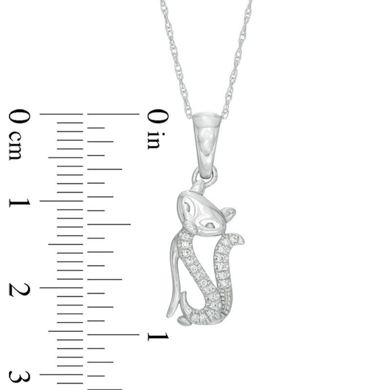 Diamond Accent Cat Pendant in 10K White Gold