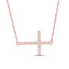 Thumbnail Image 1 of 1/20 CT. T.W. Diamond Sideways Cross Necklace in 10K Rose Gold