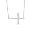 Thumbnail Image 0 of 1/20 CT. T.W. Diamond Sideways Cross Necklace in 10K White Gold