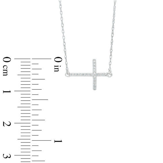 1/20 CT. T.w. Diamond Sideways Cross Necklace in 10K White Gold