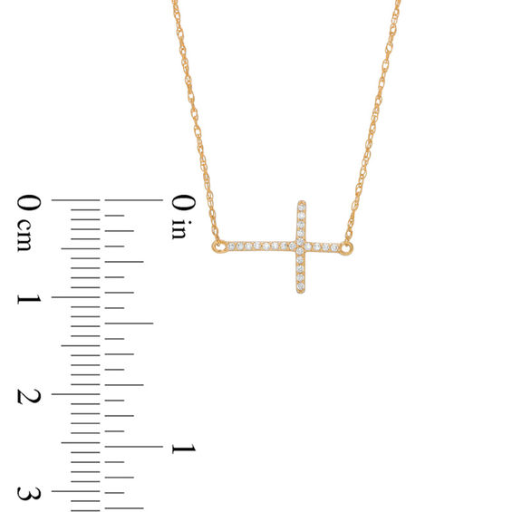 1/20 CT. T.w. Diamond Sideways Cross Necklace in 10K Gold