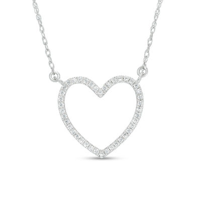 CT. T.W. Diamond Heart Outline Necklace 