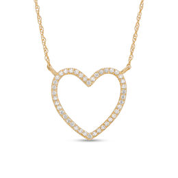 1/10 CT. T.W. Diamond Heart Outline Necklace in 10K Gold