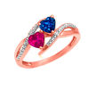 Thumbnail Image 3 of Couple's 5.0mm Heart-Shaped Birthstone and Diamond Accent Split Shank Ring in 10K Gold (2 Stones)