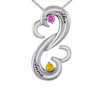 Thumbnail Image 1 of Open Hearts Family by Jane Seymour™ Couple's Birthstone Bypass Pendant in Sterling Silver (2 Stones and Names)