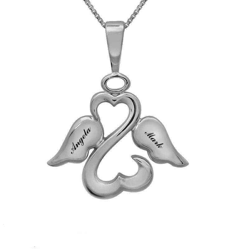 Main Image 1 of Open Hearts Family by Jane Seymour™ Mother's Angel Pendant in 10K Gold (2 Lines)