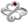 Thumbnail Image 1 of Open Hearts by Jane Seymour™ Couple's Birthstone and Diamond Accent Ring in Sterling Silver (2 Stones and Names)