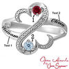 Thumbnail Image 2 of Open Hearts by Jane Seymour™ Couple's Birthstone and Diamond Accent Ring in Sterling Silver (2 Stones and Names)