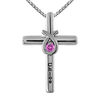 Thumbnail Image 0 of Personalized Birthstone Cross Pendant in Sterling Silver (1 Stone and Name)
