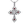 Thumbnail Image 1 of Open Hearts Family by Jane Seymour™ Birthstone Gothic-Style Cross Pendant in Sterling Silver (4 Stones)