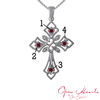 Thumbnail Image 3 of Open Hearts Family by Jane Seymour™ Birthstone Gothic-Style Cross Pendant in Sterling Silver (4 Stones)