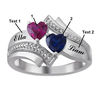 Thumbnail Image 4 of Couple's 5.0mm Heart-Shaped Birthstone and Diamond Accent Bypass Ring in 10K Gold (2 Stones and Names)