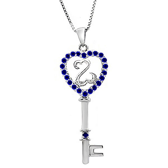Open Hearts Family by Jane Seymour™ Birthstone Key Pendant in Sterling Silver (1 Stone)