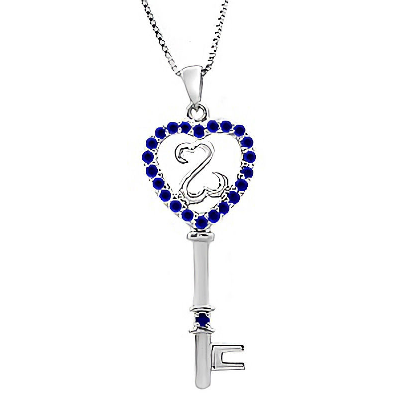 Main Image 1 of Open Hearts Family by Jane Seymour™ Birthstone Key Pendant in Sterling Silver (1 Stone)