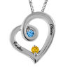 Thumbnail Image 0 of Mother's Birthstone Swirling Tilted Heart Pendant in Sterling Silver (2 Stones and Names)