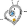 Thumbnail Image 2 of Mother's Birthstone Swirling Tilted Heart Pendant in Sterling Silver (2 Stones and Names)