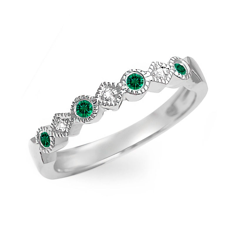 Main Image 1 of Birthstone and Diamond Accent Stackable Band in 10K Gold (1 Stone)