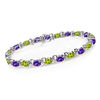 Thumbnail Image 1 of Oval Birthstone and Diamond Accent Line Bracelet in Sterling Silver (1 Stone)
