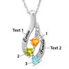Thumbnail Image 3 of Mother's 4.0mm Heart-Shaped Birthstone and Diamond Accent Flame Pendant in 10K Gold (3 Stones and 2 Names)