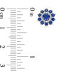 Thumbnail Image 1 of Lab-Created Blue and White Sapphire Floral Stud Earrings in 10K White Gold