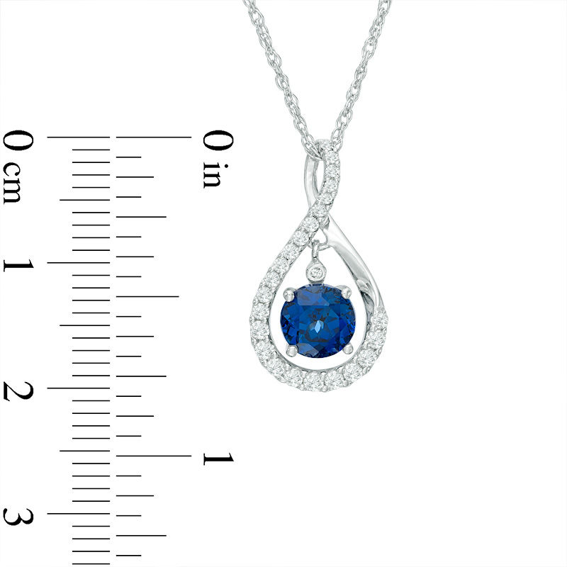 6.0mm Lab-Created Ceylon and White Sapphire Infinity Pendant in Sterling Silver