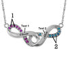 Thumbnail Image 1 of Couple's Birthstone Double Infinity Necklace in Sterling Silver (2 Stones and Names)