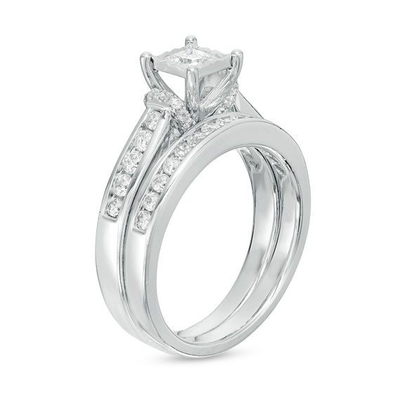 1 CT. T.w. Princess-Cut Diamond Bridal Set in 10K White Gold