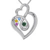 Thumbnail Image 0 of Mother's Birthstone and Diamond Accent Heart-Shaped Infinity Pendant in Sterling Silver (4 Stones and 2 Lines)