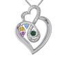 Thumbnail Image 1 of Mother's Birthstone and Diamond Accent Heart-Shaped Infinity Pendant in Sterling Silver (4 Stones and 2 Lines)