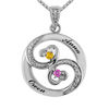 Thumbnail Image 1 of Open Hearts Waves by Jane Seymour™ Couple's Birthstone and Diamond Accent Pendant in 10K Gold (2 Stones and Names)