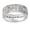 Thumbnail Image 0 of Open Hearts Family by Jane Seymour™ Personalized Textured Wedding Band in Sterling Silver (1 Line)