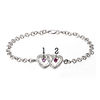 Thumbnail Image 2 of Couple's Birthstone Double Heart Anklet in Sterling Silver (2 Stones and Names) - 9.0"