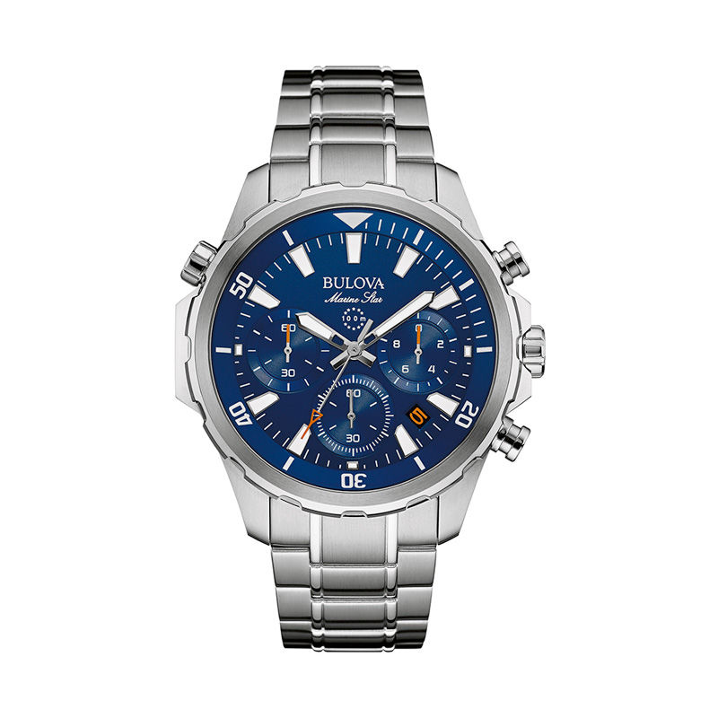 Main Image 1 of Men's Bulova Marine Star Chronograph Watch with Blue Dial (Model: 96B256)