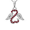Thumbnail Image 1 of Open Hearts Family by Jane Seymour™ Birthstone and Diamond Accent Angel Pendant in 10K Gold (1 Stone and 2 Names)