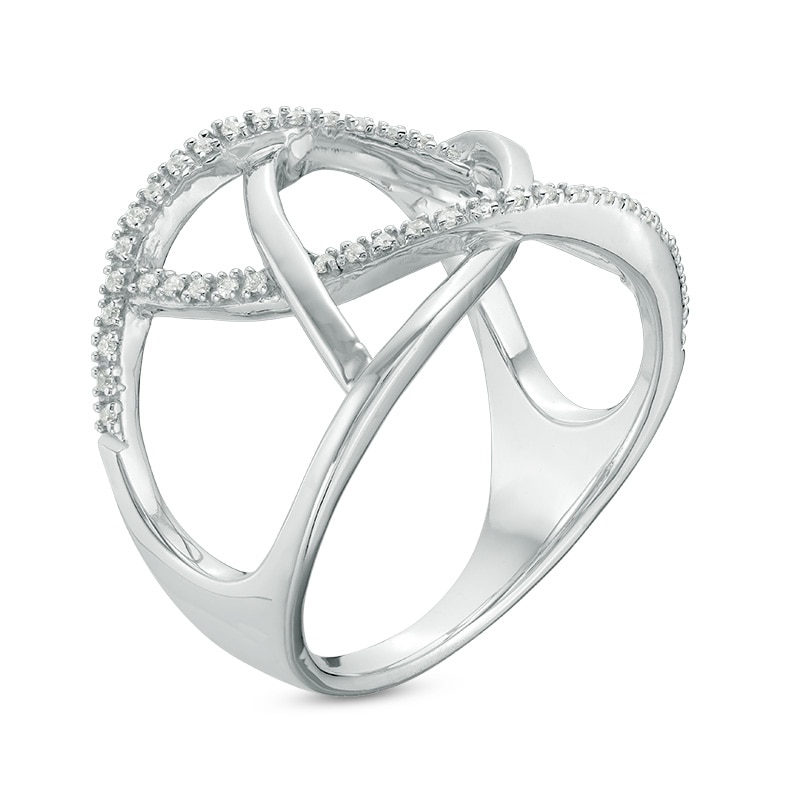 Main Image 2 of 1/10 CT. T.W. Diamond Open Crossover Ring in Sterling Silver
