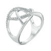 Thumbnail Image 2 of 1/10 CT. T.W. Diamond Open Crossover Ring in Sterling Silver
