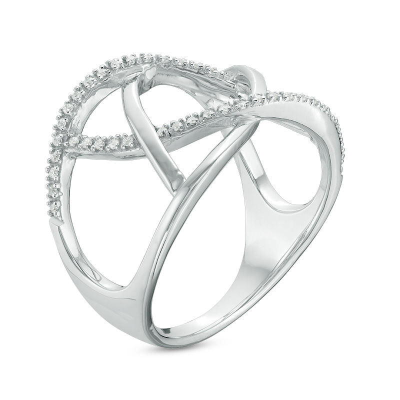 Main Image 2 of 1/10 CT. T.W. Diamond Open Crossover Ring in Sterling Silver