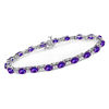 Thumbnail Image 1 of Oval Birthstone and Diamond Accent Collar Bracelet in Sterling Silver (1 Stone)