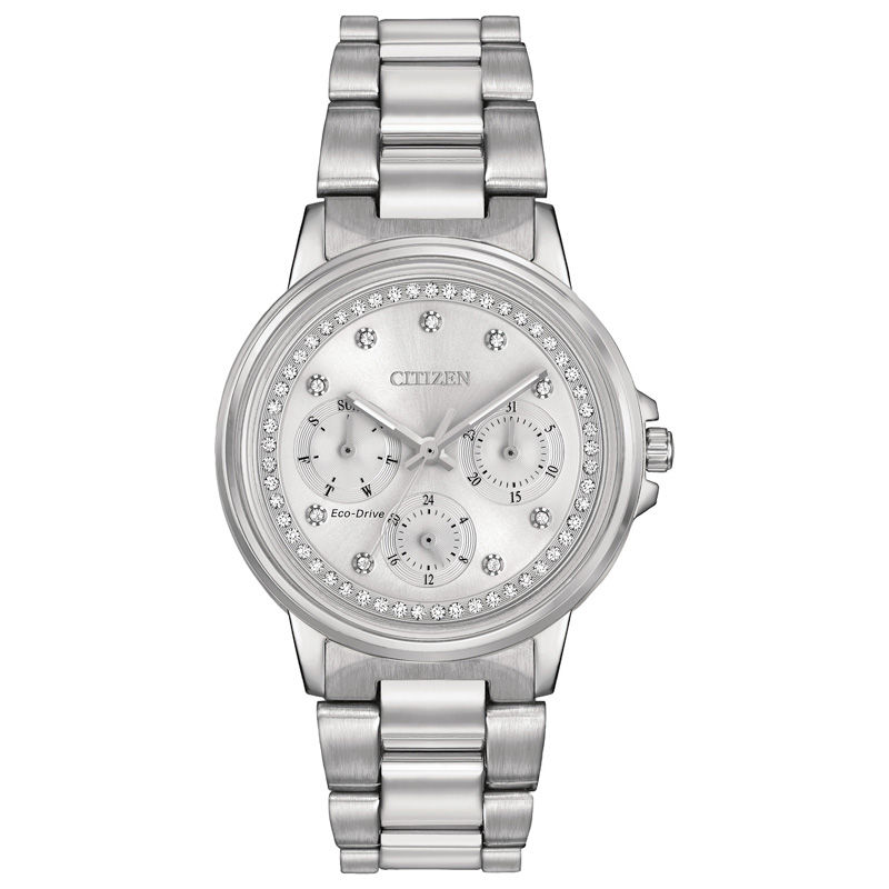 Main Image 1 of Ladies' Citizen Eco-Drive® Silhouette Crystal Accent Watch with Silver-Tone Dial (Model: FD2040-57A)