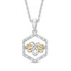 Thumbnail Image 1 of 1/20 CT. T.W. Diamond Bumble Bee Hexagonal Frame Pendant in Sterling Silver and 10K Gold