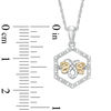 Thumbnail Image 1 of 1/20 CT. T.W. Diamond Bumble Bee Hexagonal Frame Pendant in Sterling Silver and 10K Gold