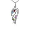 Thumbnail Image 1 of Open Hearts by Jane Seymour™ Birthstone and Diamond Accent Wing Pendant in Sterling Silver (4 Stones and 1 Line)