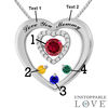 Thumbnail Image 2 of Unstoppable Love™ Mother's Birthstone and Diamond Accent Heart Pendant in Sterling Silver (4 Stones and 2 Lines)