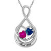 Thumbnail Image 1 of Couple's 4.0mm Heart-Shaped Birthstone Infinity Pendant in Sterling Silver (2 Stones and 1 Line)