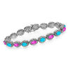 Thumbnail Image 1 of Oval Birthstone and Diamond Accent Frame Bracelet in Sterling Silver (2 Stones)